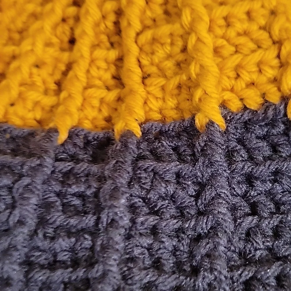 Handmade pom-pom hat beanie with fleece lining at ears crochet